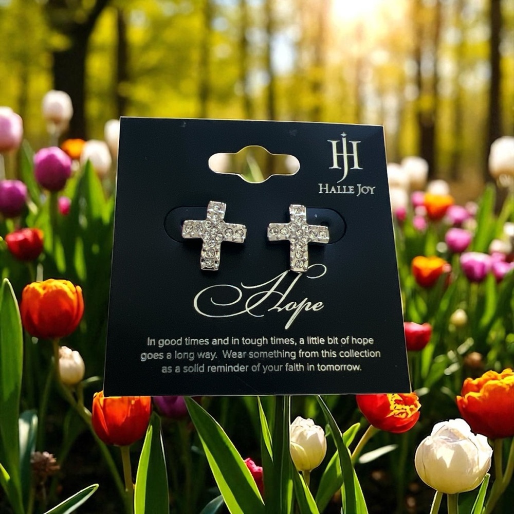 Halle Joy Silver Cross Earrings